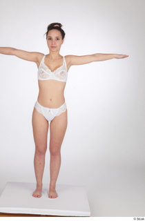 Jessie Clark lingerie standing t-pose underwear white lace bra white…